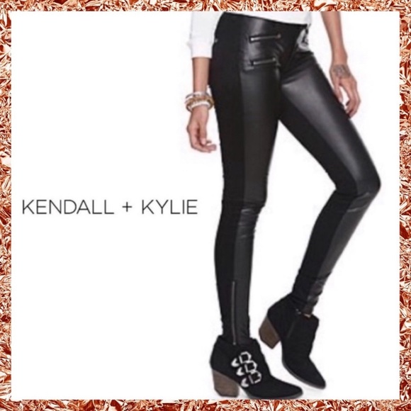 Kendall & Kylie Denim - Kendall & Kylie Black Vegan Leather Skinny Jeans 7